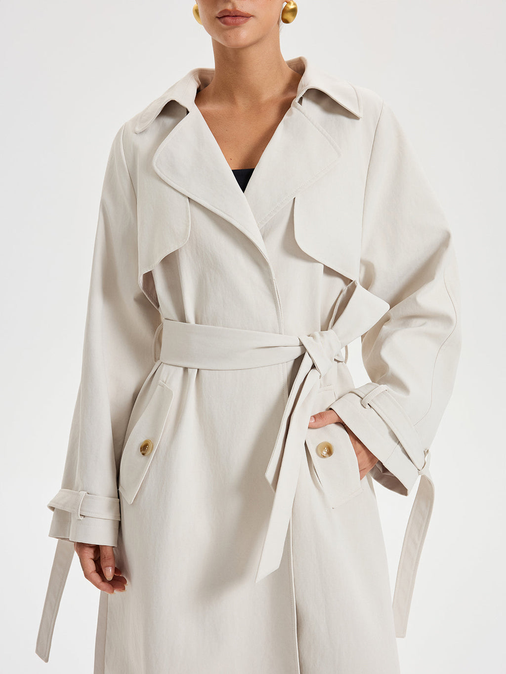 Belted Double-breasted Trench Coat Classic Fall Outerwear