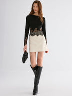 Lace Hem Long Sleeve Top Women's Casual Everyday Wear