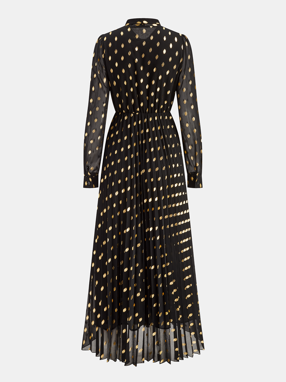 Long Sleeves Foil Spot Print A-Line Maxi Dress for Women, Elegant Evening Wear