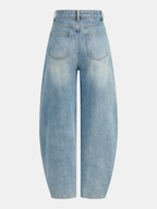 High-Waist Denim Asymmetric Curved-Leg Jeans for Women Stylish and Comfortable