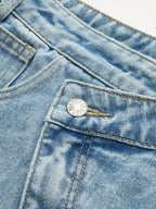 High-Waist Denim Asymmetric Curved-Leg Jeans for Women Stylish and Comfortable