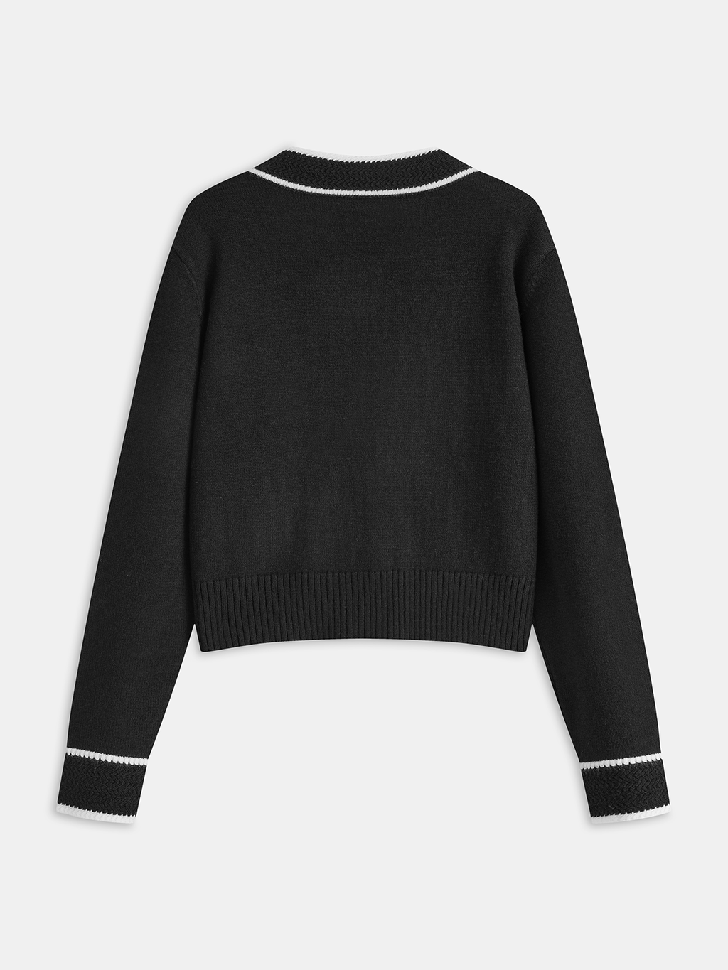 Contrast Trim Metal Button Wool-Blend Cardigan for Women Fall Fashion