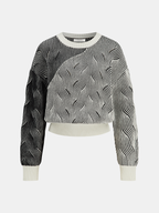 Crew Neck Wave-Knit Sweater for Comfortable Layering