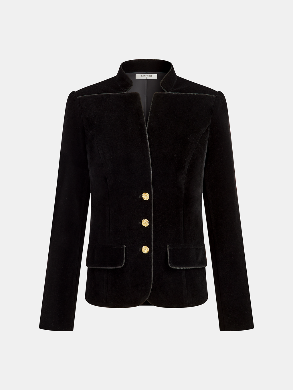 Velvet Stand Collar Blazer Women's Elegant Formal Jacket