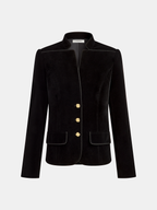 Velvet Stand Collar Blazer Women's Elegant Formal Jacket