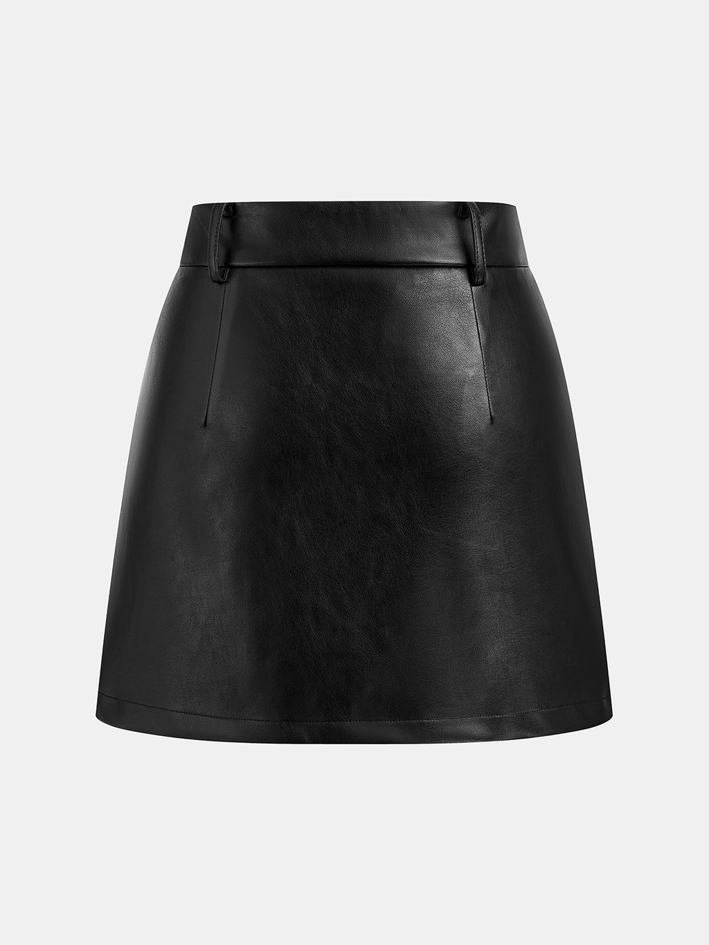 Faux Leather Slit Mini Skirt High Waist Trendy Style