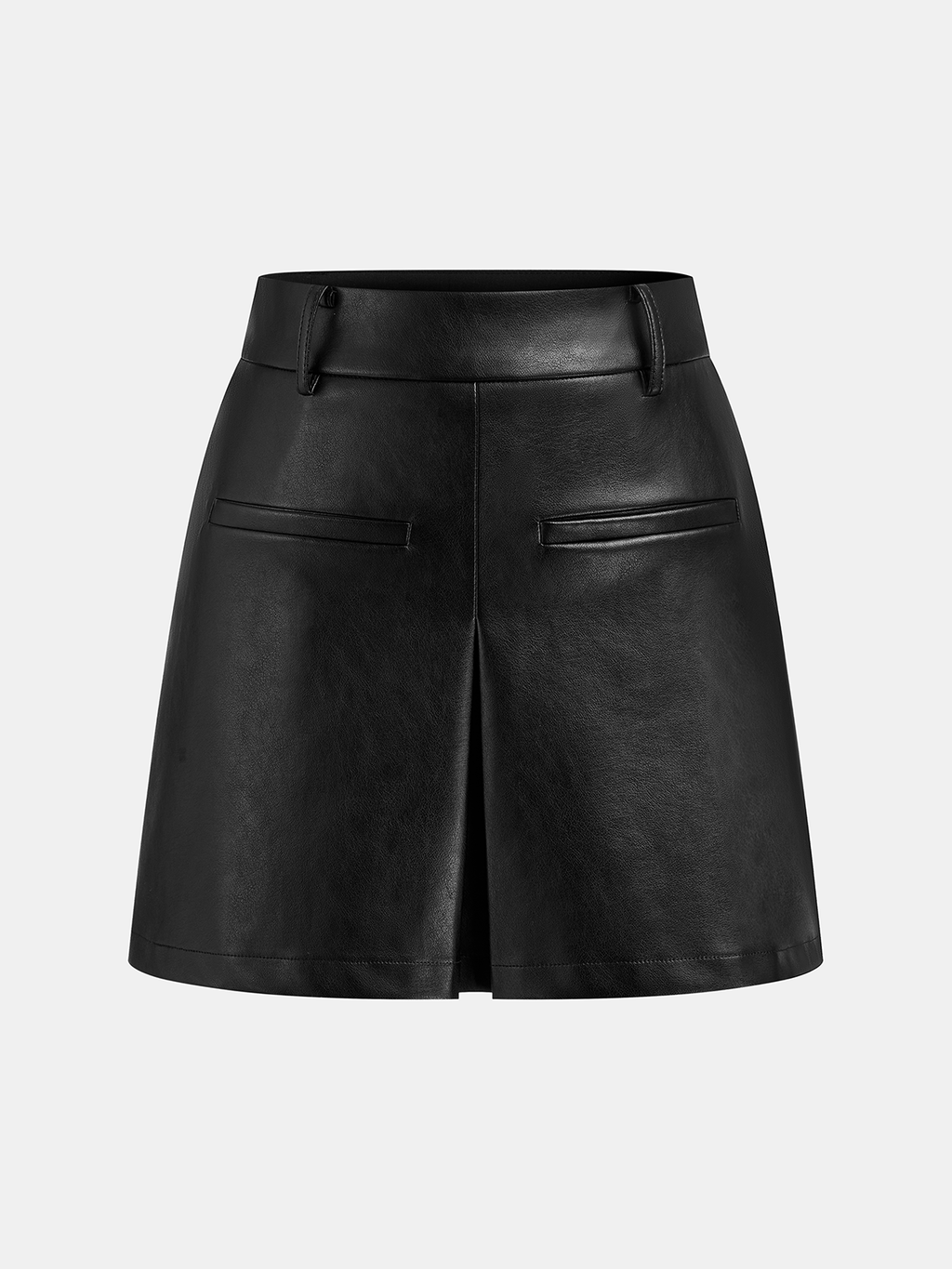 Faux Leather Slit Mini Skirt High Waist Trendy Style