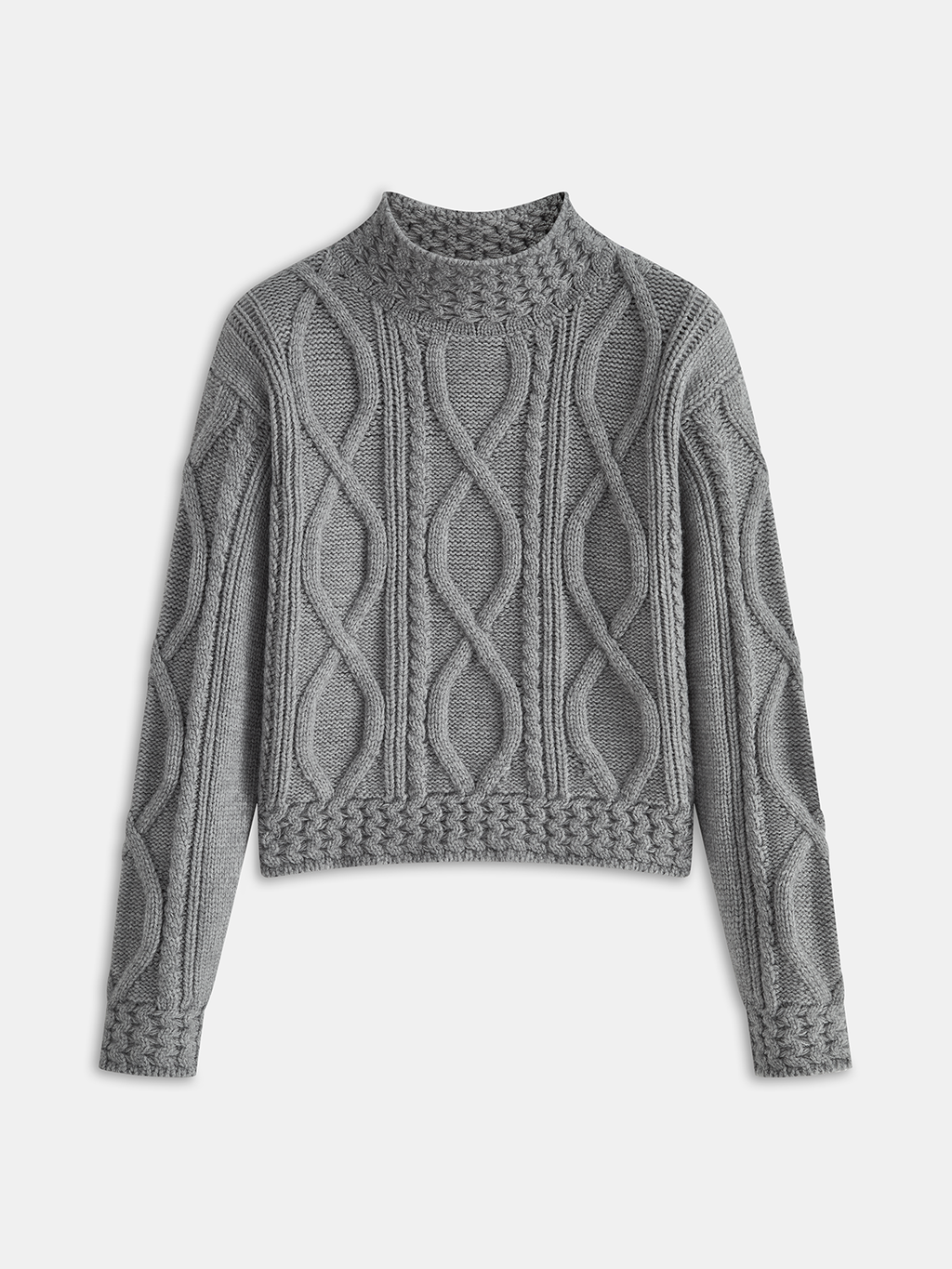 Cable Knit Mock Neck Sweater Classic Pullover Winter Apparel