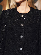 Sequin-Embellished Tweed Blazer for Women Elegant Evening Wear