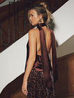 Satin Cowl Neck Halter Backless Top for Women Elegant Evening Wear
