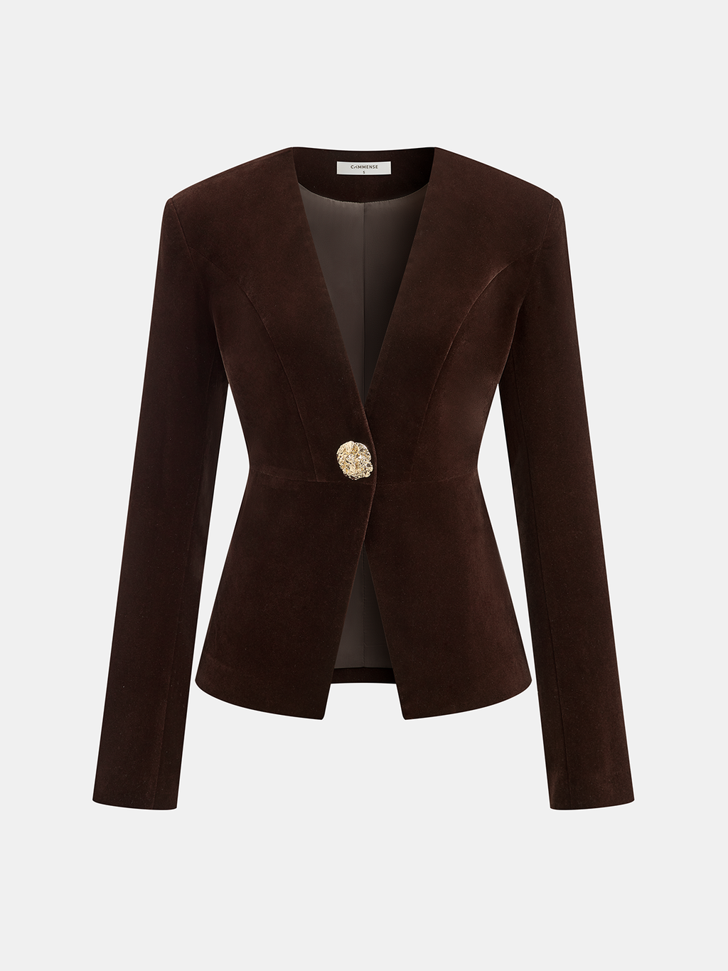 Metal Button Velvet Blazer - Elegant Tailored Women's Evening Jacket