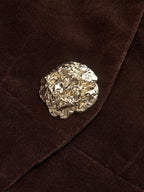Metal Button Velvet Blazer - Elegant Tailored Women's Evening Jacket