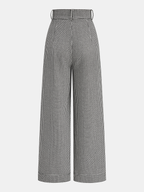 Houndstooth Pleated Buttoned Wide Leg Fashion Pants for Women