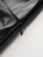 Faux Leather Panel Mock Neck Sleeveless Dress for Women, Elegant Party Outfit