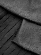 Pleated Panel Sleeveless PU Leather Dress for Women Classic Style