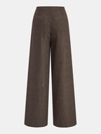 Buttoned Twill Retro Pants Vintage Inspired High Waist Fit