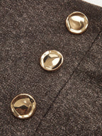 Buttoned Twill Retro Pants Vintage Inspired High Waist Fit