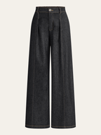 Mid-Waisted Wide-Leg Denim Pants for Women Casual and Stylish