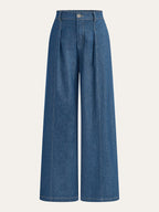 Mid-Waisted Wide-Leg Denim Pants for Women Casual and Stylish