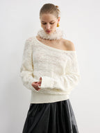 Off-Shoulder Open-Knit Sweater for Women Casual Style