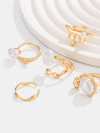 5pcs Golden Irregular Pearl Ring Set Unique Fashion Accessory Jewelry