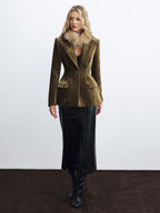 Velvet Single Button Blazer Fashionable Elegant Office Wear