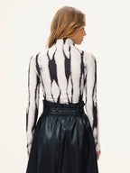 Zebra Print Turtleneck Long-Sleeve Top for Women Casual Fit
