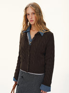 Button-Front Cable-Knit Cardigan with Cozy Pockets for Fall