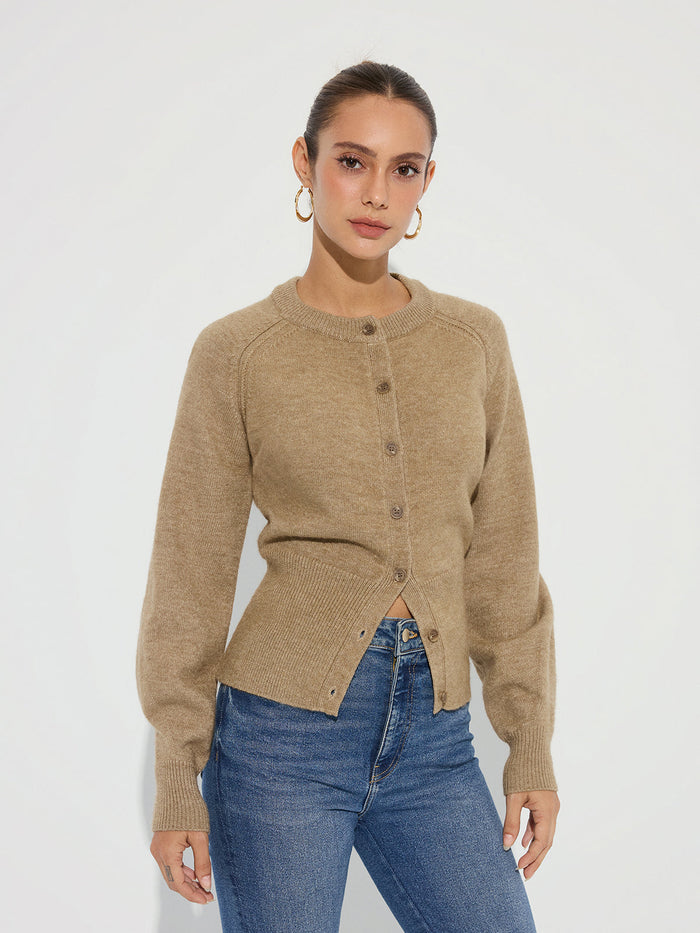 Cinched Waist Knit Cardigan Comfortable Stylish Versatile Layer