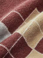 Mock Neck Argyle Sweater for Women Classic Pattern Pullover