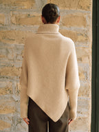 Metal Detail Turtleneck Poncho Sweater for Women - Cozy Winter Fashion