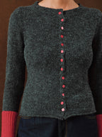 Contrast Cuff Wool-Blend Cardigan Stylish Comfortable Lightweight Layer