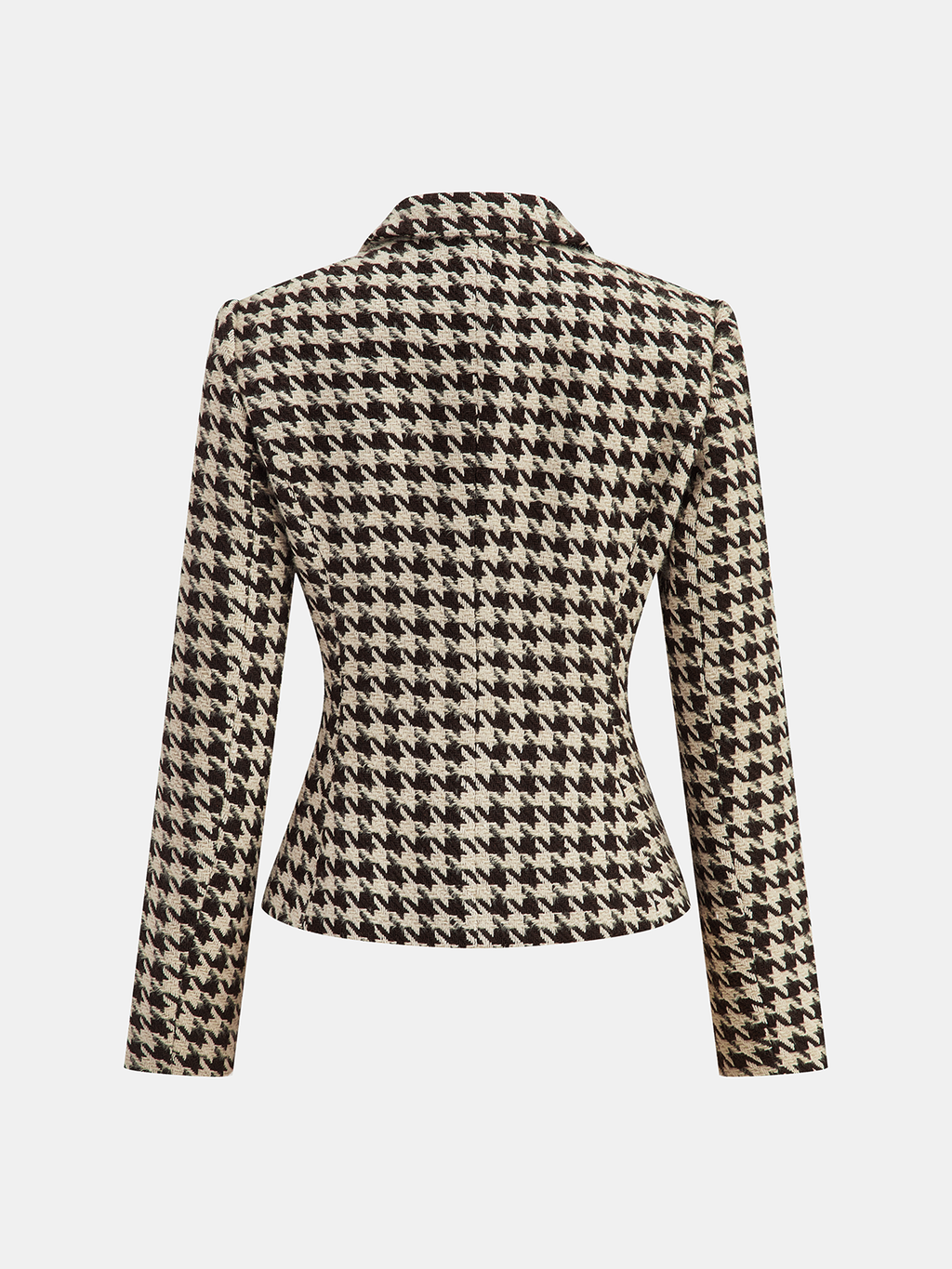 Metal Button Houndstooth Tweed Blazer for Women Classic Business Casual Coat