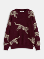 Leopard Print Sweater Trendy Crew Neck Style