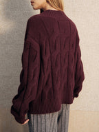 Wool-Blend Cable Knit Sweater for Comfortable Winter Wear