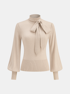 Bow Tie Neck Wool Blend Sweater Cozy Winter Fashion Essentials