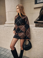 Argyle Wool-Blend Mini Skirt Comfortable Winter Fashion