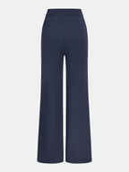 Knit V-Neck Cardigan and Slit Pants Set with Belt Tie Detail