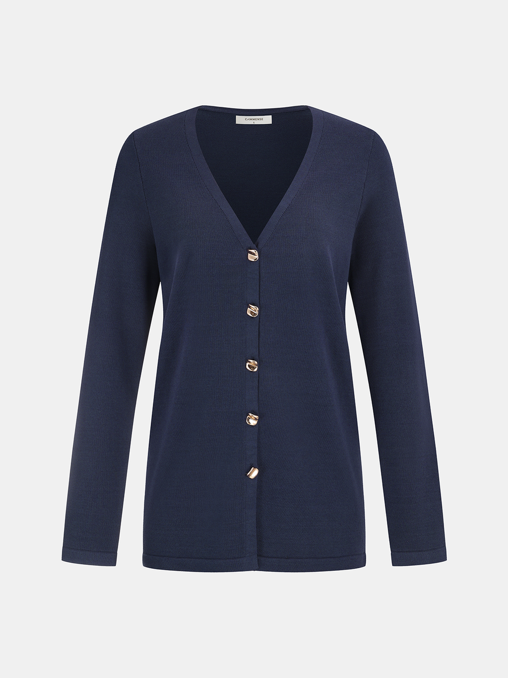 Knit V-Neck Cardigan and Slit Pants Set with Belt Tie Detail
