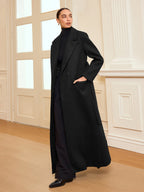 Double-Breasted Belted Long Coat for Women Winter Elegance