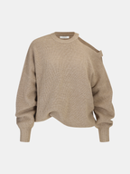 "Asymmetric Cut-Out Shoulder Sweater Casual Chic Pullover"
