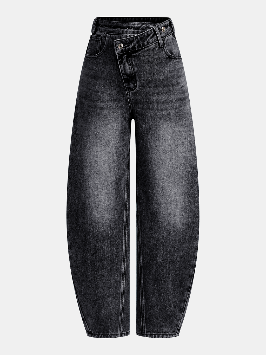 High-Waist Denim Asymmetric Curved-Leg Jeans for Women Stylish and Comfortable