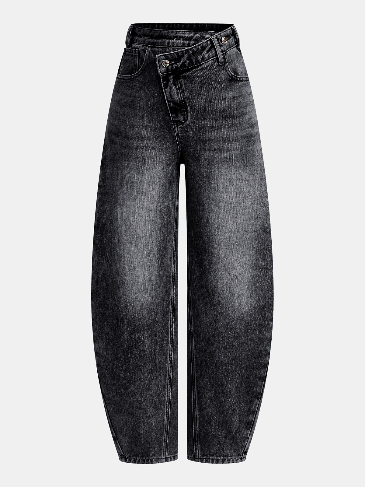 High-Waist Denim Asymmetric Curved-Leg Jeans for Women Stylish and Comfortable