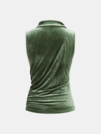 Velvet Draped Sleeveless Top for Evening Wear