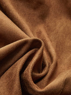 Draped Slit Suede Effect Midi Skirt with Elastic Waistband