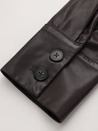 Tie Waist Faux Leather Wrap Shirt | Trendy Women's Fashion Top