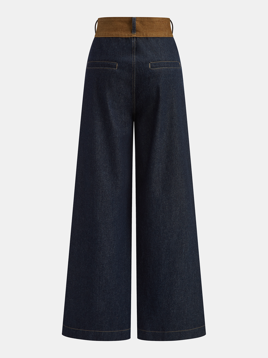 Contrast Waistband High-Waist Denim Straight-Leg Pants for Women