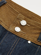 Contrast Waistband High-Waist Denim Straight-Leg Pants for Women