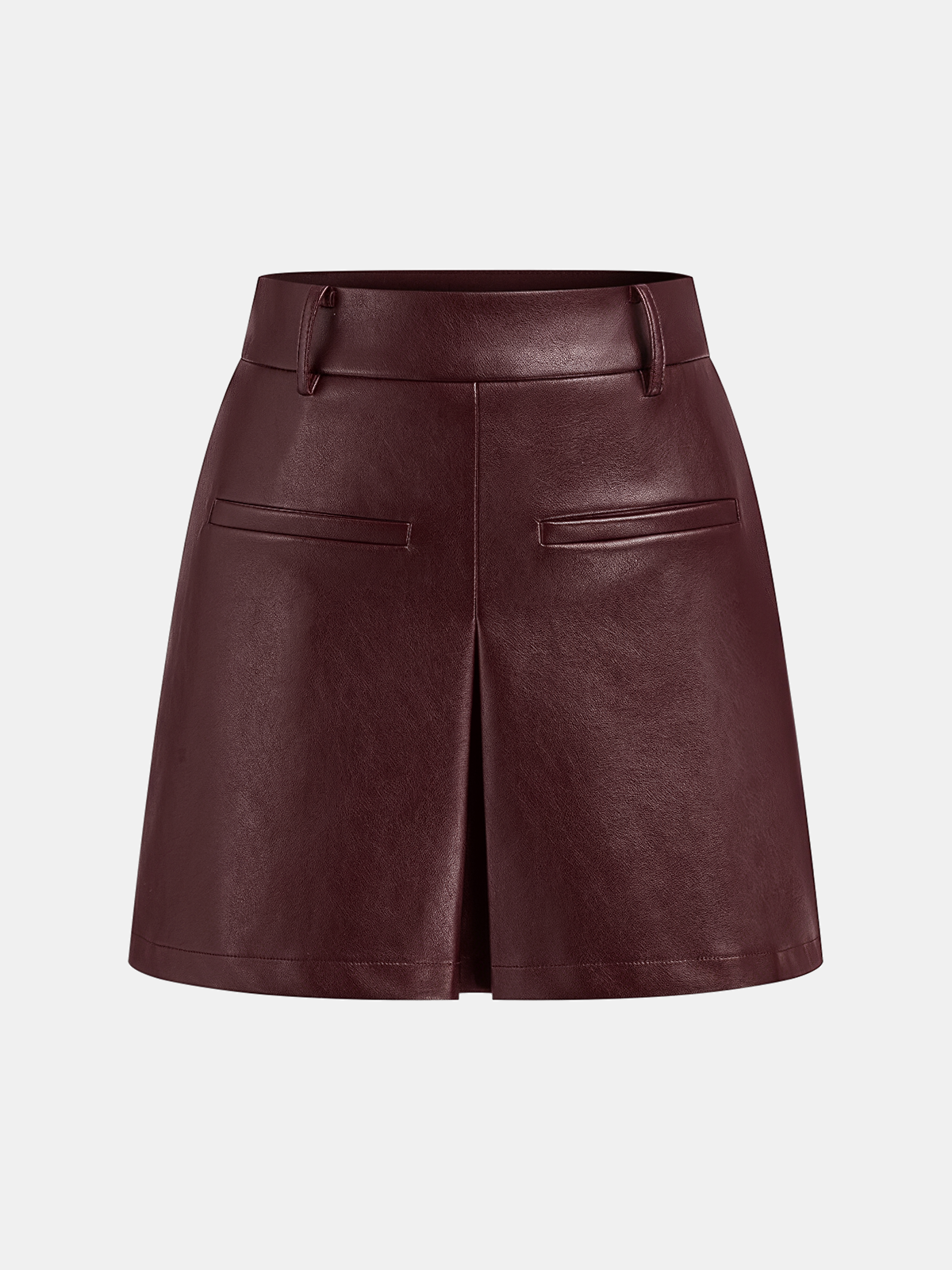Faux Leather Slit Mini Skirt High Waist Trendy Style