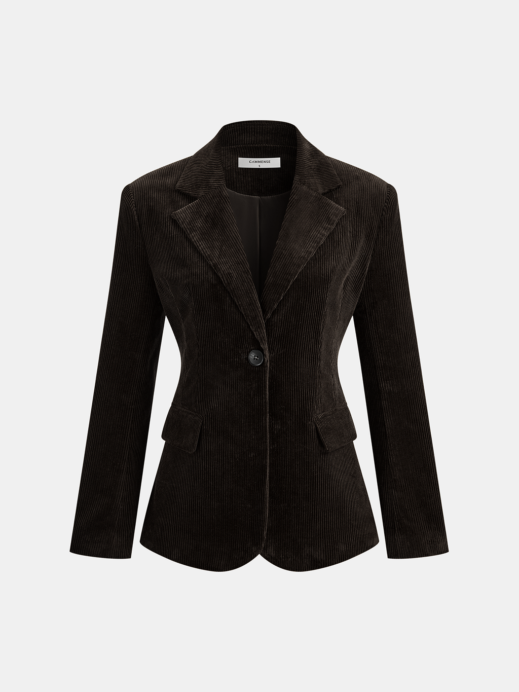 Corduroy Wide-Shoulder Fitted Blazer for Women Office Wear